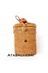 Ata Bucket Rattan Bags Leather Sling with Leather Strap 